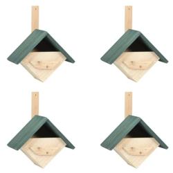 Nichoirs oiseaux bois sapin 24x16x30 cm ext&eacute;rieur suspendus 4 pcs