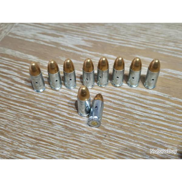 10 munitions de 9 mm Luger neutralis� pour pistolets CZ, colt, glock, s&w, sig sauer, canik, beretta