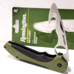 Couteau Remington Sportsman Skinner Manche Black/Green Polymer Lame Acier 440 Linerlock Clip