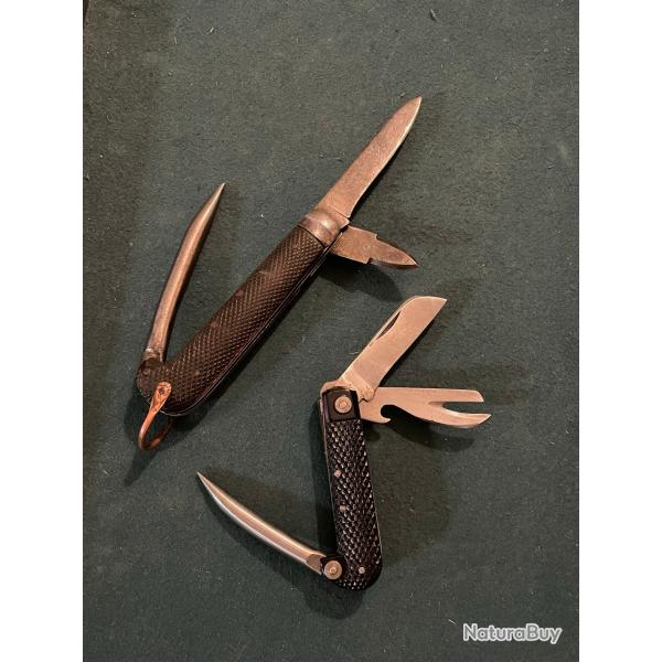 Lot de deux COUTEAUX MULTI-USAGES  ANGLAIS WW2 � identifier.