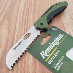 Couteau de Chasse Remington Sportsman Saw Manche Black/Green Polymer Lame Acier Inox Linerlock Clip