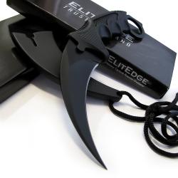 Couteau ElitEdge Karambit Lame Karambit Acier 420C Black Manche Black ABS Etui Rigide ABS