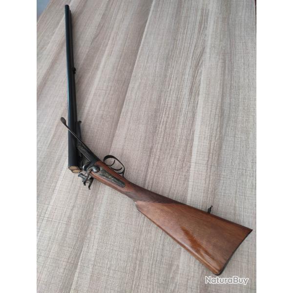 Magnifique fusil � broche juxtapos� Li�gois de calibre 16 bronz� noir en excellent �tat canon miroir