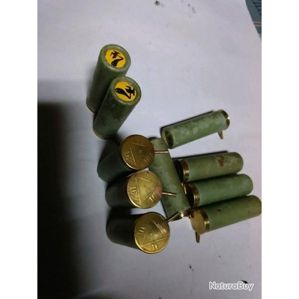 lot de 10 cartouches cal 16 a broche  (triangle sur le culot)