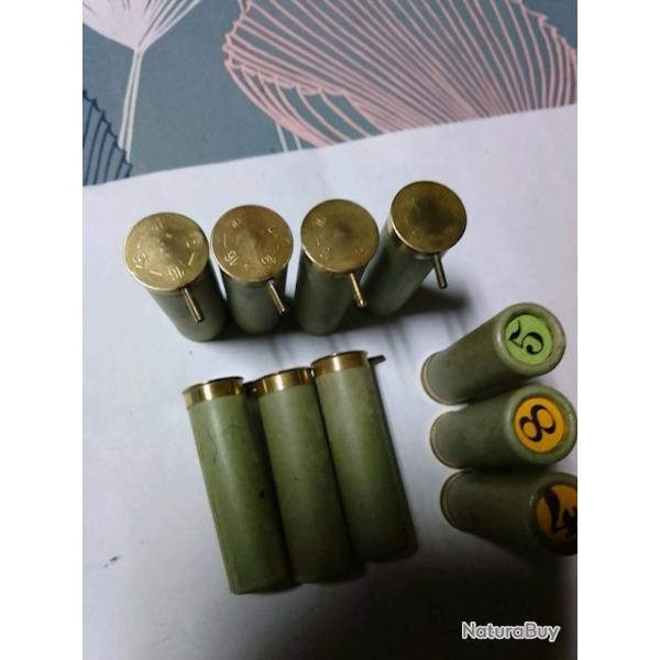 lot de 10 cartouches cal 16 a broche (grave 4 fois sur le culot)
