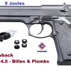 Pistolet PDM9B  Crosman - Co2  Cal 4.5  Billes acier & Plombs