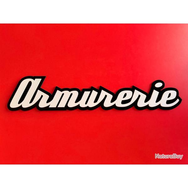 Enseigne plaque "Armurerie" en acrylique - 57 x 11 cm - d�co murale / magasin / stand
