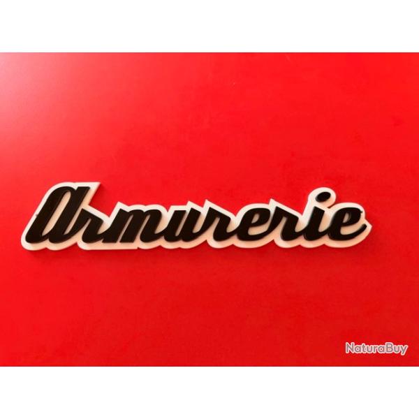 Enseigne plaque "Armurerie" en acrylique - 29 x 6 cm - d�co murale / magasin / stand