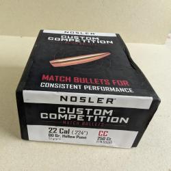 Ogives NOSLER custom comp&eacute;tition 22cal 80gn hp