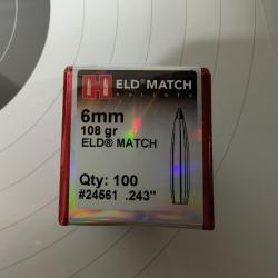 Ogives Hornady Eld match 6mm 108gr eldmatch