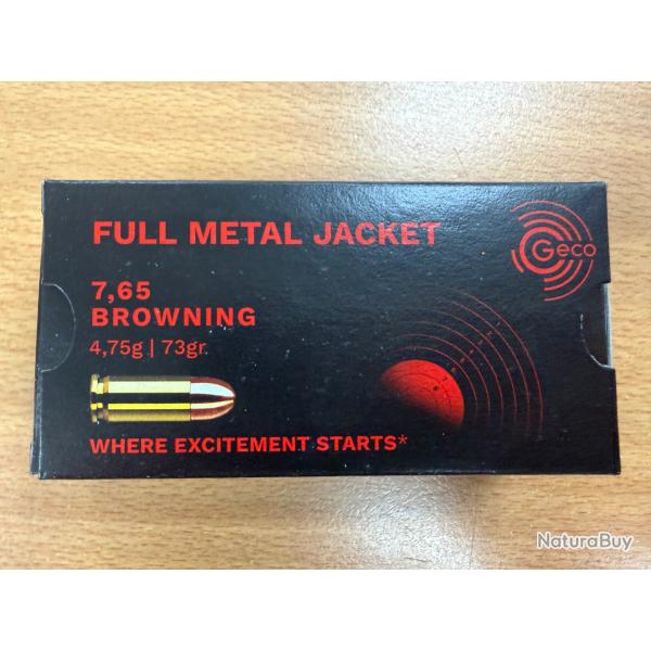 CATEGORIE B CAL 7,65 GECO 4.75G/73GR BOITE DE 50 BALLES VENDU PAR 6 BOITES LIVRAISON GRATUITE