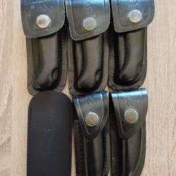 Lot de 6 &eacute;tuits ancien Laguiole cuir