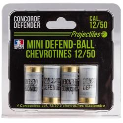 4 cartouches Mini Defend-Ball cal. 12/50 chevrotine Elastomere Cal. 12