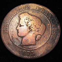 piece de 5 centimes CERES bronze 1873 A