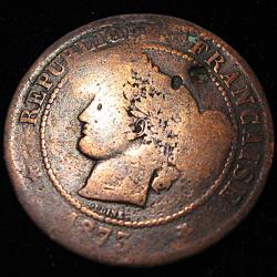 piece de 5 centimes CERES bronze 1873 A tb