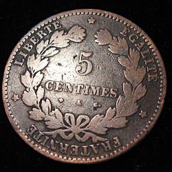 piece de 5 centimes CERES bronze 1876 K TB+