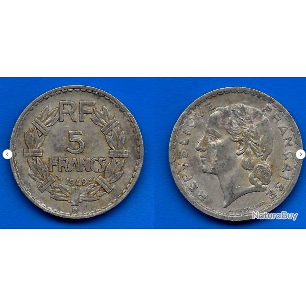 France 5 Francs 1949 Lavriller Piece Franc Alu
