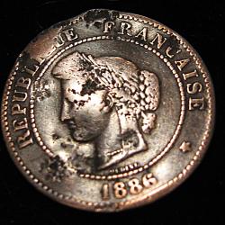 piece de 5 centimes CERES bronze 1886 A