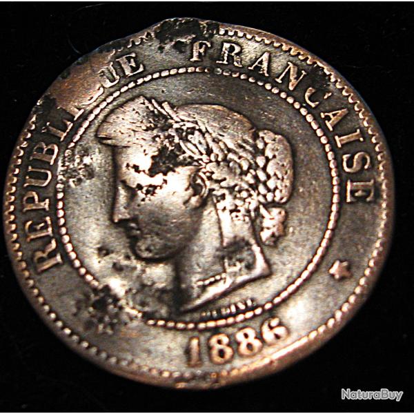 piece de 5 centimes CERES bronze 1886 A