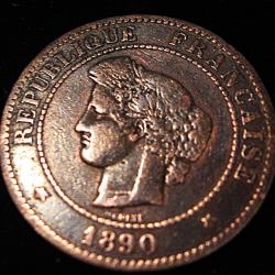 piece de 5 centimes CERES bronze 1890 A