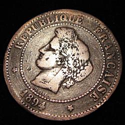 piece de 5 centimes CERES bronze 1894  A TTB