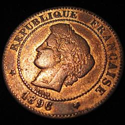piece de 5 centimes CERES bronze 1896  A TTB