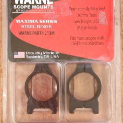 Colliers de montage acier haut de gamme WARNE MAXIMA MEDIUM (lunettes ou points rouge diam&egrave;tre 30mm)