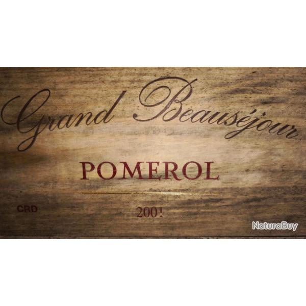 Vin Pommerol Grand Beaus�jour 2001 lot de une caisse de 6 bois D'origine , excellent.