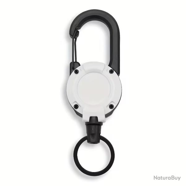 Porte-cl�s r�tractable robuste avec mousqueton - blanc