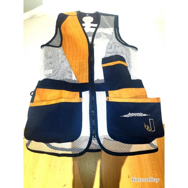 Gilet Ball Trap Bleu Et Marron Januel