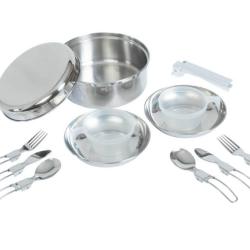 Popote Inox 2 Personnes TRIGANO - Kit Cuisine Camping Complet