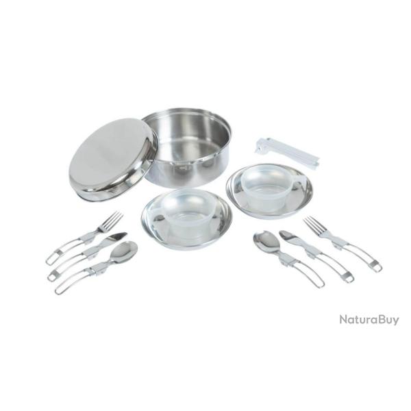 Popote Inox 2 Personnes TRIGANO - Kit Cuisine Camping Complet