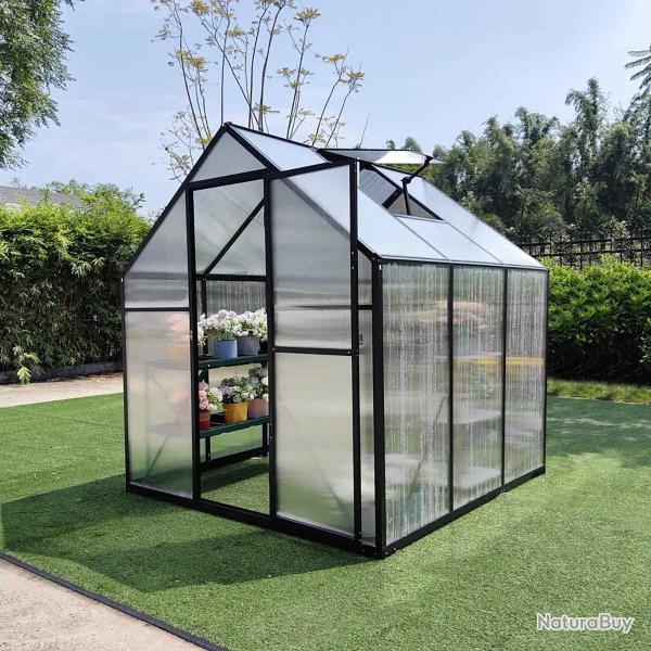Serre de jardin aluminium 177x177x192 cm avec polycarbonate 4 mm