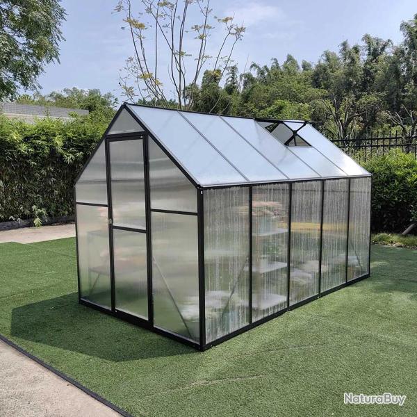 Serre de jardin en aluminium et polycarbonate 292x177x192 cm - Transparente avec protection UV