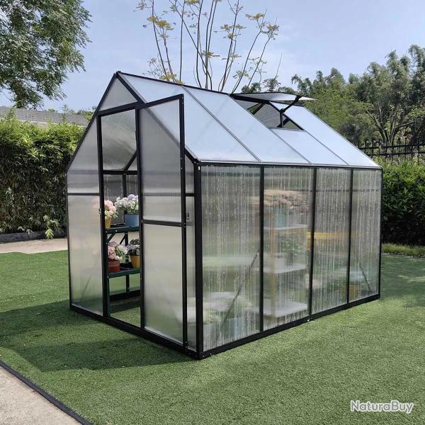 Serre de jardin en aluminium et polycarbonate 6,2 m� - 350x177x192 cm