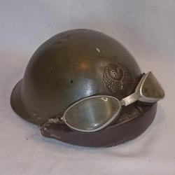 Casque mod&egrave;le 1935 Motocycliste Infanterie de l'Air kaki 44/45 FRANCK
