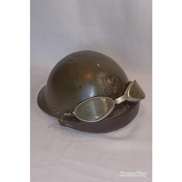 Casque mod�le 1935 Motocycliste Infanterie de l'Air kaki 44/45 FRANCK