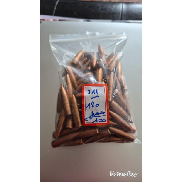 1 sachet de 100 ogives FMJBT en calibre 311 et de poids 180 grains