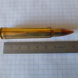 une cartouche de 358 norma magnum ogive blind&eacute;e, pour collection