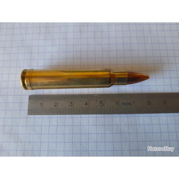 une cartouche de 358 norma magnum ogive blind�e, pour collection