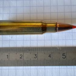 une cartouche de 6,8mm remington SPC, marque hornady, ogive V MAX, pour collection