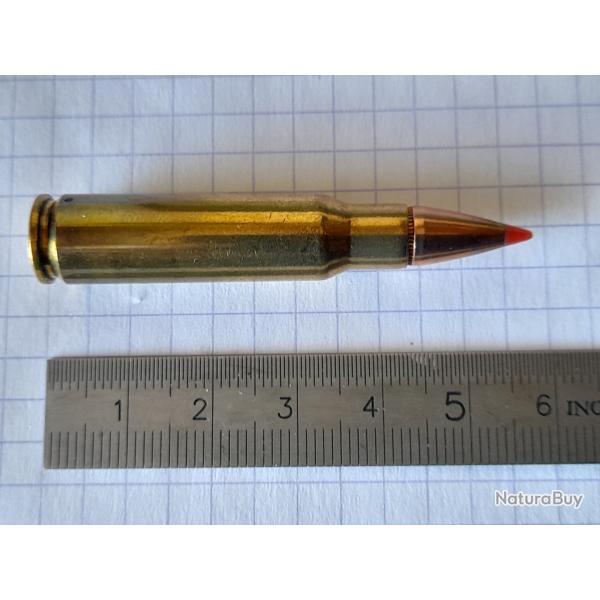 une cartouche de 6,8mm remington SPC, marque hornady, ogive V MAX, pour collection