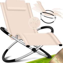 Chaise Longue de Relaxation Transat Jardin Pliante Beige Terrasse Pelouse LIVRAISON GRATUITE