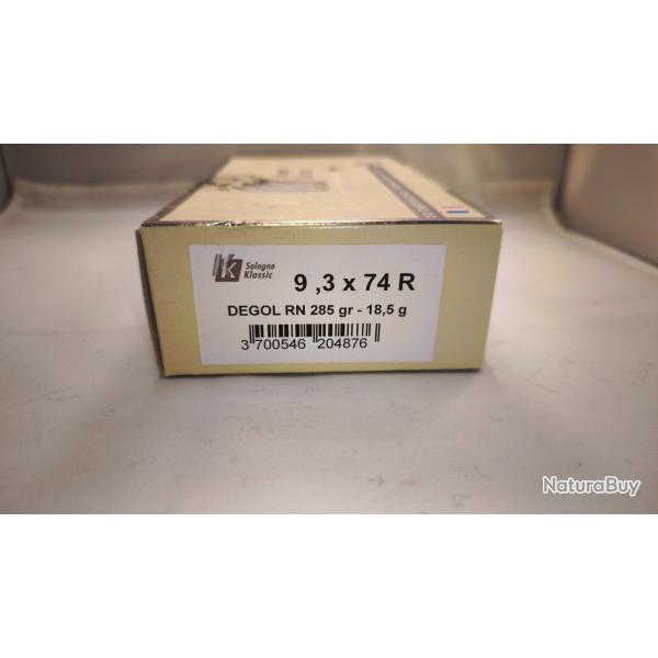 Munitions 9,3x74 Sologne ogive Degol Round nose 285 gr