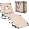 petites annonces chasse p&ecirc;che : Chaise Longue Pliante Tissu Beige - Transat Inclinable - 5 Positions - Chaise LIVRAISON OFFERTE