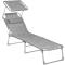 petites annonces chasse p&ecirc;che : Chaise Longue Pliable Gris Clair - Transat - Dossier Inclinable - Pare-soleil - LIVRAISON GRATUITE