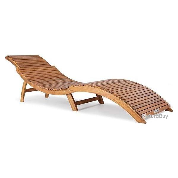 Chaise Longue Bois Acacia - Transat Ajustable Pliable - Certifi� FSC - Mod�le LIVRAISON GRATUITE