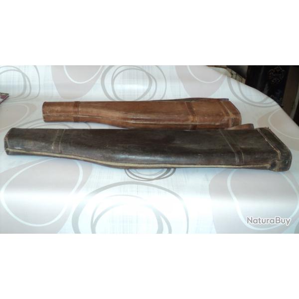 Lot de 2 �tuis Jambons TOUT CUIR, dont un pour canon de 85 cm
