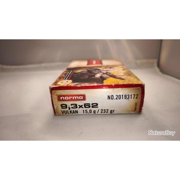 Munitions Norma calibre 9, 3x62 Vulkan 232gr ( 15 g)