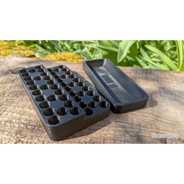 Plateau de rechargement �tag� 9mm Luger 50 �tuis + plateau ogives - disposition quinconce